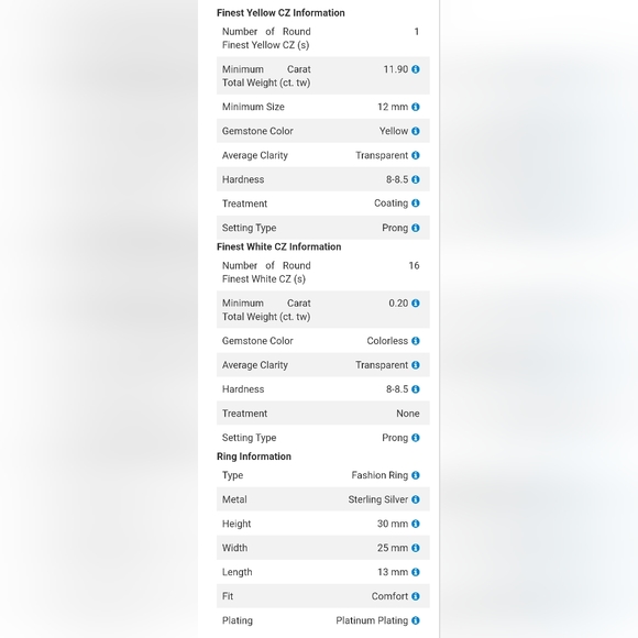 Sale 12cwt Stella Finest Yellow & White CZ Ring in Platinum /Sterling Silver 💛 - Picture 8 of 8